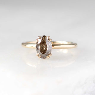 Champagne salt and pepper diamond solitaire ring front view 