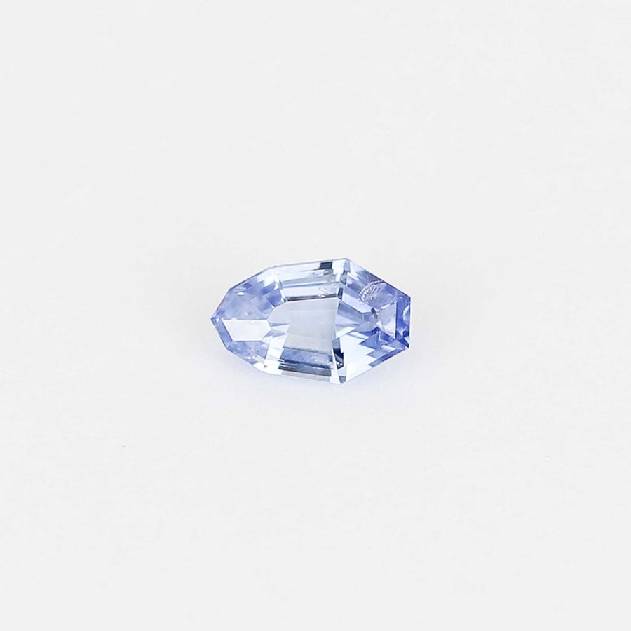 Shield shaped blue sapphire front view