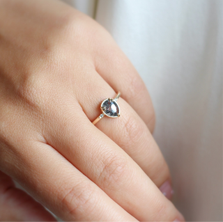 Pear Cut Salt & Pepper Diamond Ring on hand