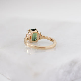 Misceo Emerald Cut Green Sapphire Ring detailed rear view 