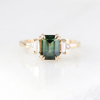 Misceo Emerald Cut Green Sapphire Ring detailed front view
