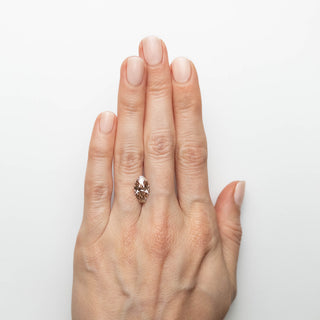 Champagne moval old mine cut lab created diamond on hand