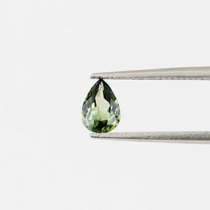 Pear shaped green sapphire front view
