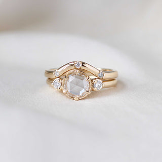 Three diamond contour band wedding set