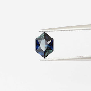 Hexagon shaped teal sapphire