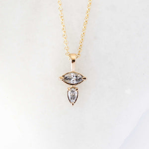 Marquise and pear cut diamond necklace front view 