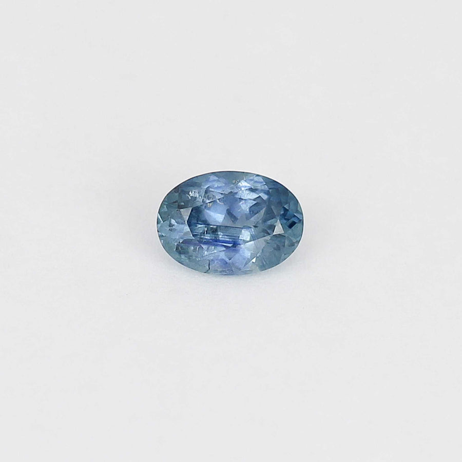 Oval shaped blue sapphire front view