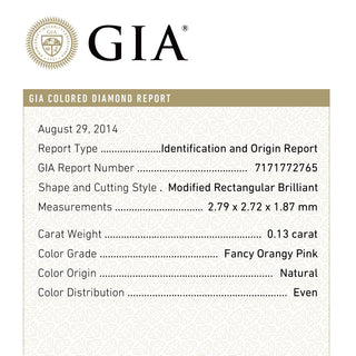 0.13ct 2.79x2.72x1.87mm GIA Fancy Orangy Pink Cushion Brilliant 🇦🇺 24100-01
