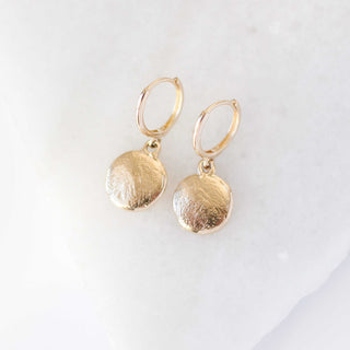 Textured drop and hoop earrings front view 