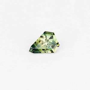 Shield shaped green sapphire front view