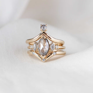 Three diamond chevron band in wedding stack