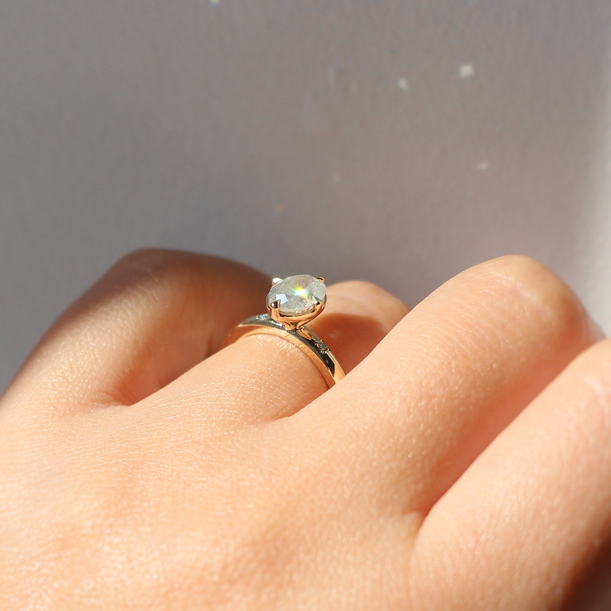 Material Good | Oval Cut Engagement Ring with Side Epaulette Diamonds