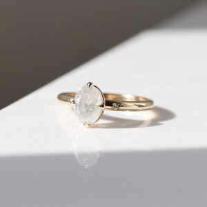 Oval diamond ring profile in the sun