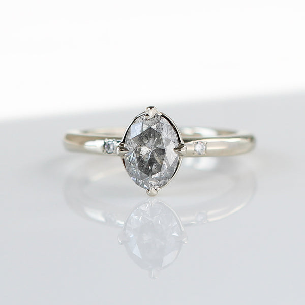 Oval grey diamond ring