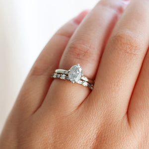 Oval grey diamond ring with diamond band 