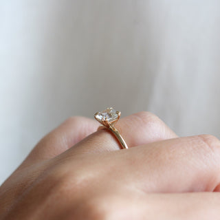 Asscher Cut Sapphire Ring being worn side profile view