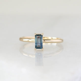 Teal blue sapphire ring