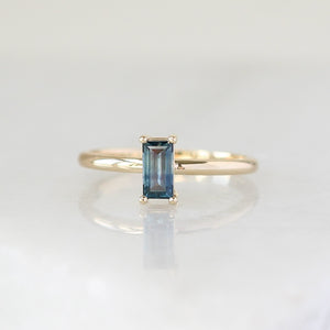 Teal blue sapphire ring