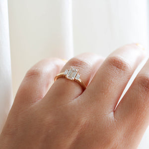 Emerald Cut Diamond Ring on finger side