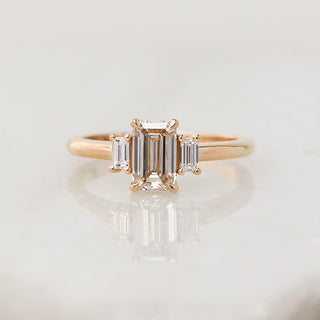 Emerald cut champagne diamond engagement ring