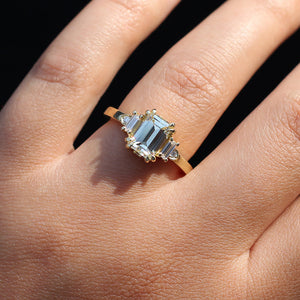 emerald cut champagne diamond ring