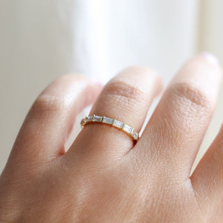 Claire White Lab Diamond Band being worn