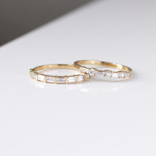 Claire White Lab Diamond Band along with a diamond gold band front view