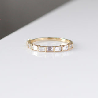 Claire White Lab Diamond Band detailed front view with reflections