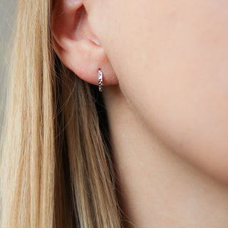 Clara Diamond Cut Hoops being worn
