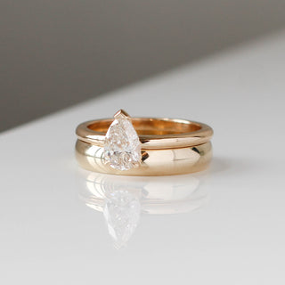 Classic Medium Band stacked with a diamond ring quarter view