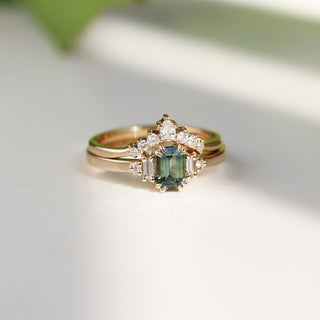 0.75ct Misceo Emerald Cut Green Sapphire Ring