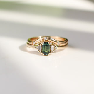 0.75ct Misceo Emerald Cut Green Sapphire Ring
