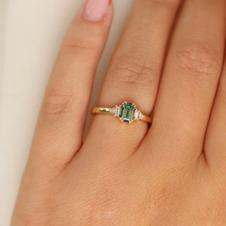 0.75ct Misceo Emerald Cut Green Sapphire Ring