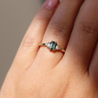 0.75ct Misceo Emerald Cut Green Sapphire Ring