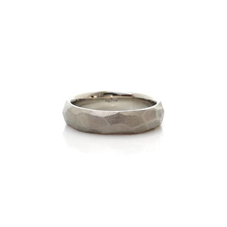 Faceted Wide Band in white gold front view