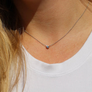Salt & Pepper 6-prong Diamond Necklace being worn