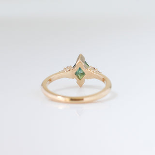 Teal Kite Sapphire Ring rear view