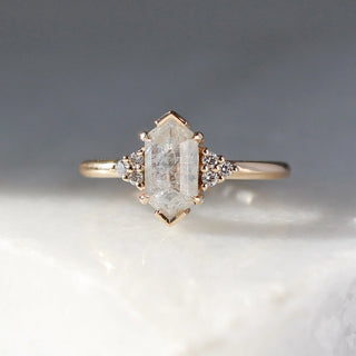 glacier icy hexagon diamond ring in yellow gold