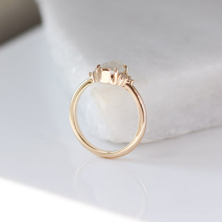 Hexagon diamond engagement ring profile view