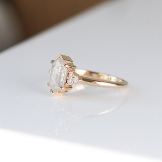 Hexagon diamond engagement right side view