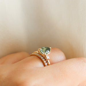 Green Lagoon Pear Sapphire Ring