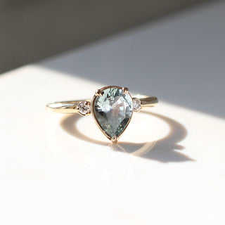 1.62ct Green Lagoon Pear Sapphire Ring