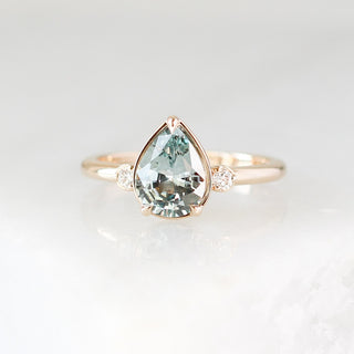 1.62ct Green Lagoon Pear Sapphire Ring