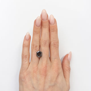 Hexagon salt and pepper diamond on hand