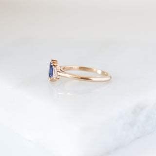 1.12ct Trilogy Emerald Cut Blue Sapphire Ring