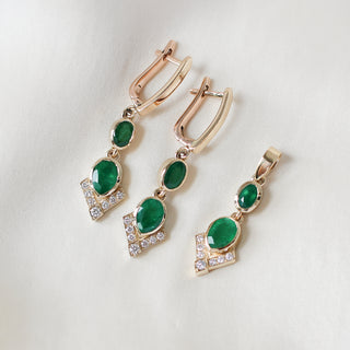 Custom mixed gemstone earrings handcrafted by Yuliya Chorna at her Toronto studio.