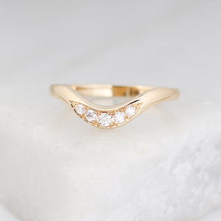 Curved Diamond Wave Wedding Band 