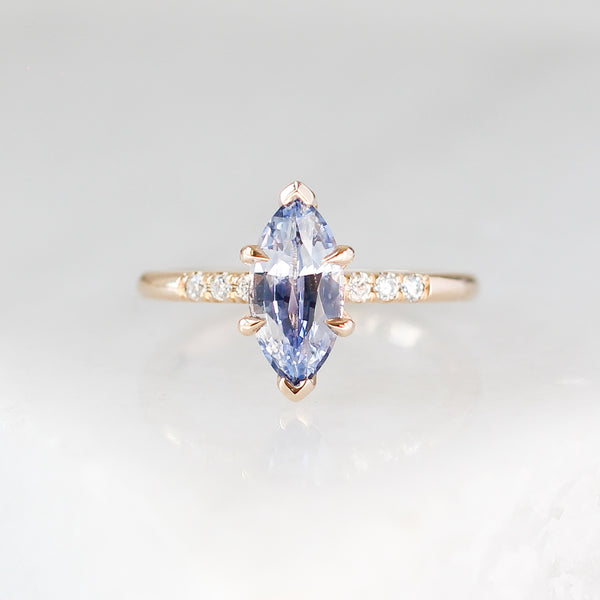 Marquise blue sapphire engagement ring