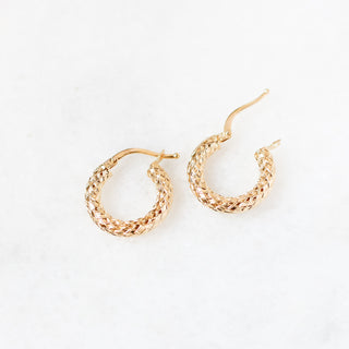 Diamond Cut Gold Hoop Earrings side view