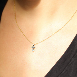 Marquise and pear cut diamond necklace worn